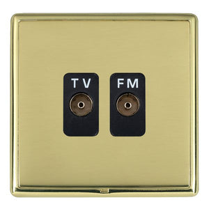 Hamilton LRXTVFMPB-PBB Linea-Rondo CFX Polished Brass Frame/Polished Brass Front Isolated TV/FM Diplexer 1in/2out Black Insert - www.fancysockets.shop