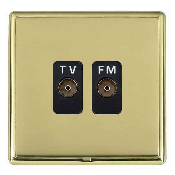 Hamilton LRXTVFMPB-PBB Linea-Rondo CFX Polished Brass Frame/Polished Brass Front Isolated TV/FM Diplexer 1in/2out Black Insert - www.fancysockets.shop