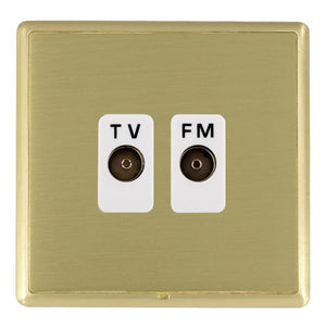 Hamilton LRXTVFMSB-SBW Linea-Rondo CFX Satin Brass Frame/Satin Brass Front Isolated TV/FM Diplexer 1in/2out White Insert - www.fancysockets.shop