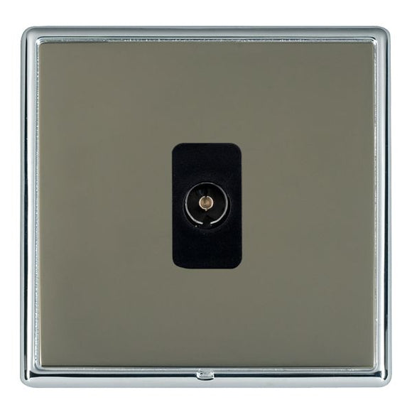 Hamilton LRXTVIBC-BKB Linea-Rondo CFX Bright Chrome Frame/Black Nickel Front 1 gang Isolated TV 1in/1out Black Insert - www.fancysockets.shop