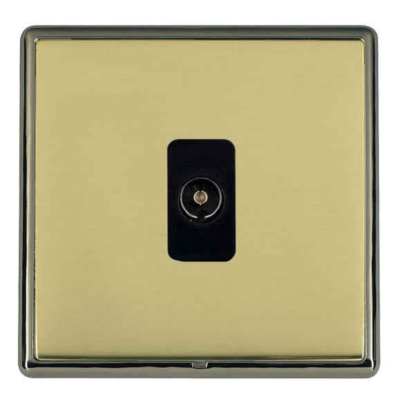 Hamilton LRXTVIBK-PBB Linea-Rondo CFX Black Nickel Frame/Polished Brass Front 1 gang Isolated TV 1in/1out Black Insert - www.fancysockets.shop