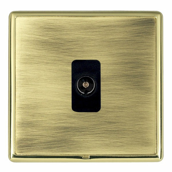 Hamilton LRXTVIPB-ABB Linea-Rondo CFX Polished Brass Frame/Antique Brass Front 1 gang Isolated TV 1in/1out Black Insert - www.fancysockets.shop