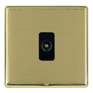 Hamilton LRXTVIPB-SBB Linea-Rondo CFX Polished Brass Frame/Satin Brass Front 1 gang Isolated TV 1in/1out Black Insert - www.fancysockets.shop