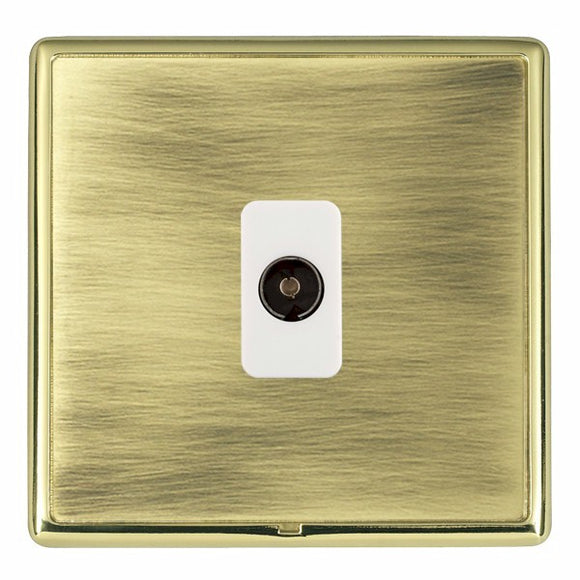 Hamilton LRXTVPB-ABW Linea-Rondo CFX Polished Brass Frame/Antique Brass Front 1 gang Non-Isolated Television 1in/1out White Insert - www.fancysockets.shop