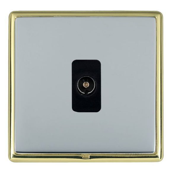 Hamilton LRXTVPB-BSB Linea-Rondo CFX Polished Brass Frame/Bright Steel Front 1 gang Non-Isolated Television 1in/1out Black Insert - www.fancysockets.shop