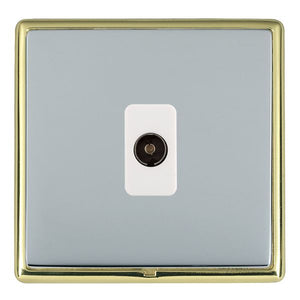 Hamilton LRXTVPB-BSW Linea-Rondo CFX Polished Brass Frame/Bright Steel Front 1 gang Non-Isolated Television 1in/1out White Insert - www.fancysockets.shop