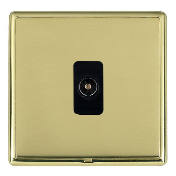 Hamilton LRXTVPB-PBB Linea-Rondo CFX Polished Brass Frame/Polished Brass Front 1 gang Non-Isolated Television 1in/1out Black Insert - www.fancysockets.shop