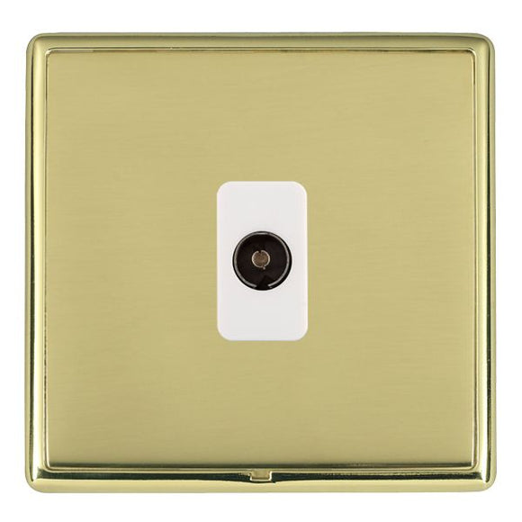 Hamilton LRXTVPB-PBW Linea-Rondo CFX Polished Brass Frame/Polished Brass Front 1 gang Non-Isolated Television 1in/1out White Insert - www.fancysockets.shop