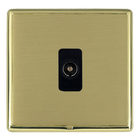 Hamilton LRXTVPB-SBB Linea-Rondo CFX Polished Brass Frame/Satin Brass Front 1 gang Non-Isolated Television 1in/1out Black Insert - www.fancysockets.shop