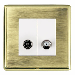 Hamilton LRXTVSATPB-ABW Linea-Rondo CFX Polished Brass Frame/Antique Brass Front 2 gang Non-Isolated TV+Satellite 2in/2out White Insert - www.fancysockets.shop