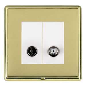 Hamilton LRXTVSATPB-PBW Linea-Rondo CFX Polished Brass Frame/Polished Brass Front 2 gang Non-Isolated TV+Satellite 2in/2out White Insert - www.fancysockets.shop