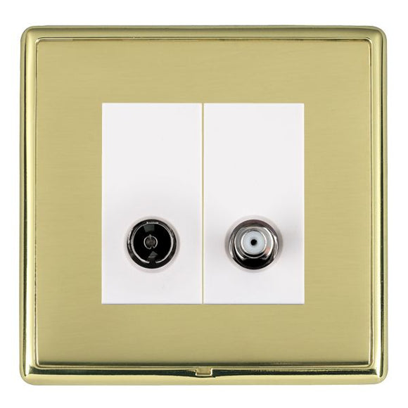 Hamilton LRXTVSATPB-PBW Linea-Rondo CFX Polished Brass Frame/Polished Brass Front 2 gang Non-Isolated TV+Satellite 2in/2out White Insert - www.fancysockets.shop