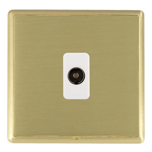 Hamilton LRXTVSB-SBW Linea-Rondo CFX Satin Brass Frame/Satin Brass Front 1 gang Non-Isolated Television 1in/1out White Insert - www.fancysockets.shop