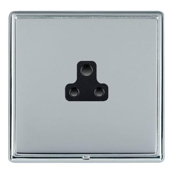 Hamilton LRXUS2BC-BSB Linea-Rondo CFX Bright Chrome Frame/Bright Steel Front 1 gang 2A Unswitched Socket Black Insert - www.fancysockets.shop