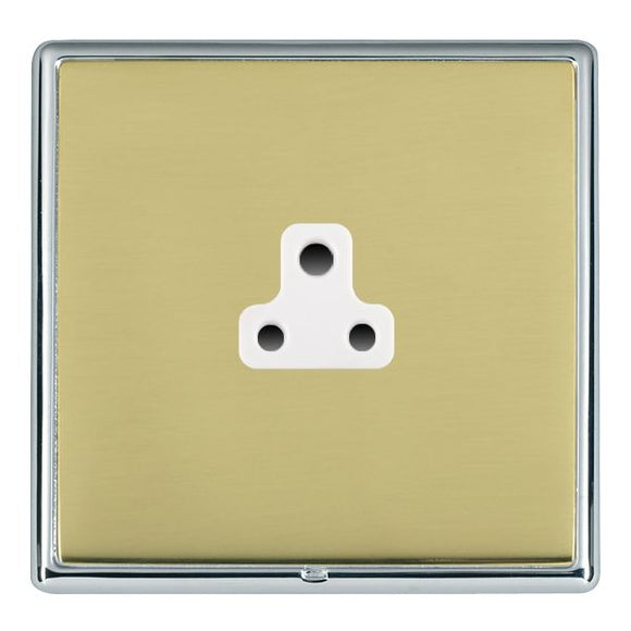 Hamilton LRXUS2BC-PBW Linea-Rondo CFX Bright Chrome Frame/Polished Brass Front 1 gang 2A Unswitched Socket White Insert - www.fancysockets.shop
