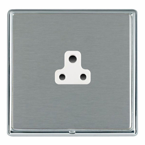 Hamilton LRXUS2BC-SSW Linea-Rondo CFX Bright Chrome Frame/Satin Steel Front 1 gang 2A Unswitched Socket White Insert - www.fancysockets.shop