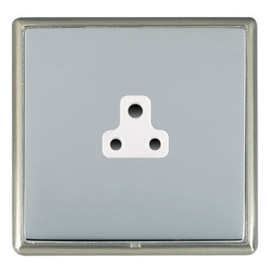 Hamilton LRXUS2SN-BSW Linea-Rondo CFX Satin Nickel Frame/Bright Steel Front 1 gang 2A Unswitched Socket White Insert - www.fancysockets.shop