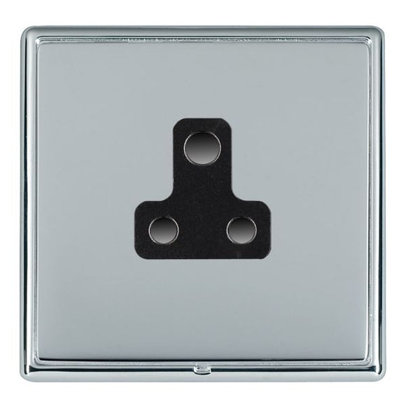 Hamilton LRXUS5BC-BSB Linea-Rondo CFX Bright Chrome Frame/Bright Steel Front 1 gang 5A Unswitched Socket Black Insert - www.fancysockets.shop