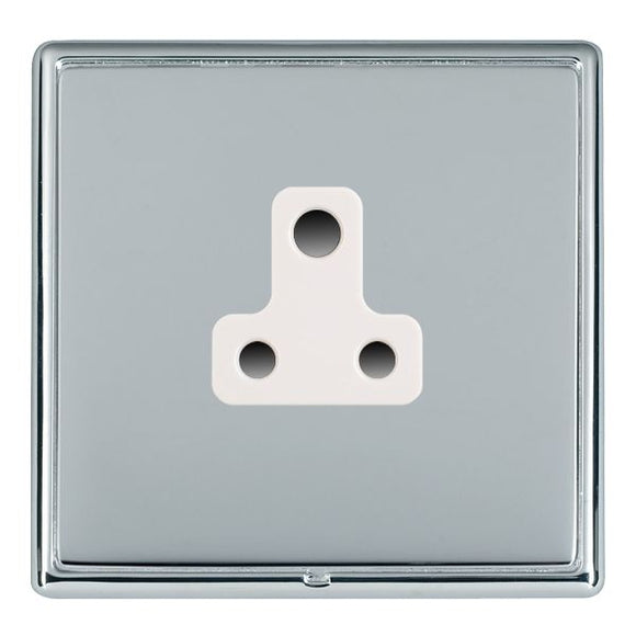 Hamilton LRXUS5BC-BSW Linea-Rondo CFX Bright Chrome Frame/Bright Steel Front 1 gang 5A Unswitched Socket White Insert - www.fancysockets.shop