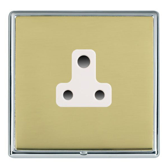 Hamilton LRXUS5BC-PBW Linea-Rondo CFX Bright Chrome Frame/Polished Brass Front 1 gang 5A Unswitched Socket White Insert - www.fancysockets.shop
