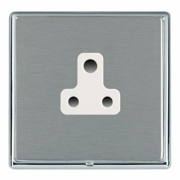 Hamilton LRXUS5BC-SSW Linea-Rondo CFX Bright Chrome Frame/Satin Steel Front 1 gang 5A Unswitched Socket White Insert - www.fancysockets.shop