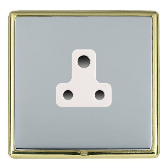 Hamilton LRXUS5PB-BSW Linea-Rondo CFX Polished Brass Frame/Bright Steel Front 1 gang 5A Unswitched Socket White Insert - www.fancysockets.shop