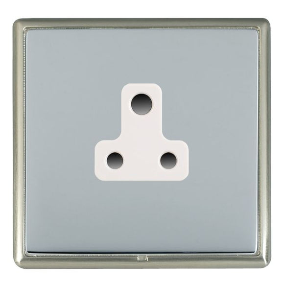 Hamilton LRXUS5SN-BSW Linea-Rondo CFX Satin Nickel Frame/Bright Steel Front 1 gang 5A Unswitched Socket White Insert - www.fancysockets.shop