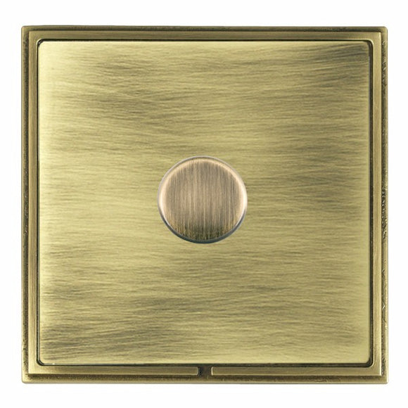 Hamilton LSX1X2VAB-AB Linea-Scala CFX Antique Brass Frame/Antique Brass Front 1 gang 200VA Inductive Leading Edge Push On-Off Rotary 2 Way Switching Dimmer Antique Brass Insert