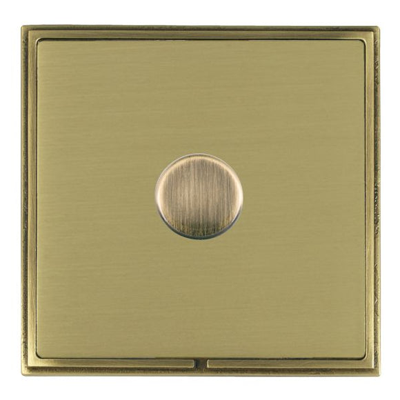 Hamilton LSX1X60AB-SB Linea-Scala CFX Antique Brass Frame/Satin Brass Front 1 gang 600W Resistive Leading Edge Push On-Off Rotary 2 Way Switching Dimmer Antique Brass Insert