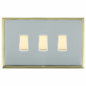Hamilton LSX3XTSPB-BSW Linea-Scala CFX Polished Brass Frame/Bright Steel Front 3 gang Multi-Way Touch Slave Controller Polished Brass/White Insert