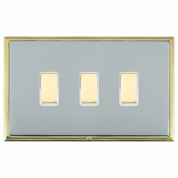 Hamilton LSX3XTSPB-BSW Linea-Scala CFX Polished Brass Frame/Bright Steel Front 3 gang Multi-Way Touch Slave Controller Polished Brass/White Insert