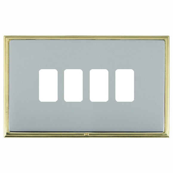 Hamilton LSX4GPPB-BS Linea-Scala CFX Grid-IT Polished Brass Frame/Bright Steel Front 4 Gang Grid Fix Aperture Plate with Grid Insert