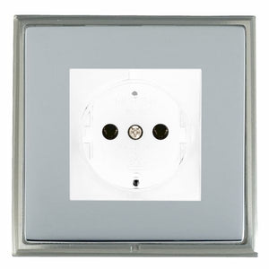 Hamilton LSX6126SN-BSW Linea-Scala CFX Satin Nickel Frame/Bright Steel Front 1 gang 10/16A 220/250V AC German Unswitched Socket White Insert