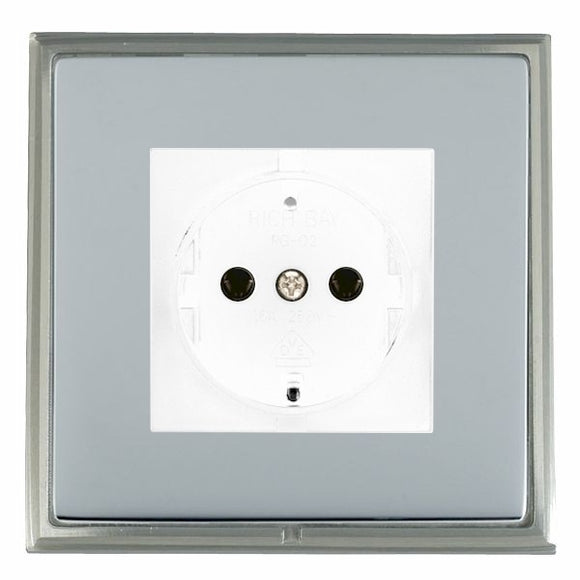 Hamilton LSX6126SN-BSW Linea-Scala CFX Satin Nickel Frame/Bright Steel Front 1 gang 10/16A 220/250V AC German Unswitched Socket White Insert