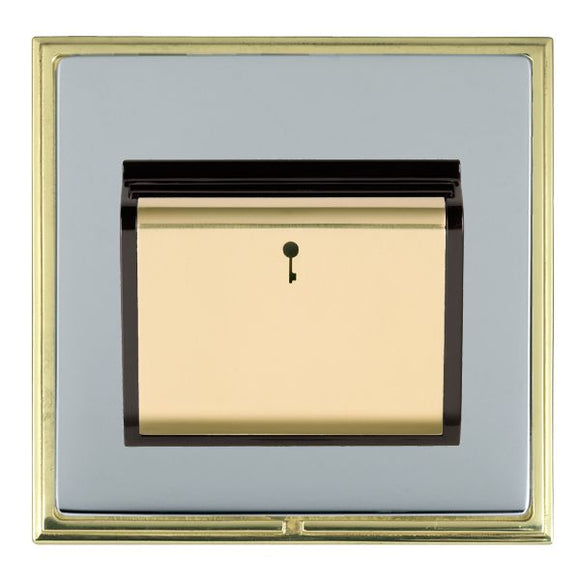 Hamilton LSXC11PB-BSB Linea-Scala CFX Polished Brass Frame/Bright Steel Front 1 gang 10A (6AX) Card Switch On/Off with Blue LED Locator Polished Brass/Black Insert