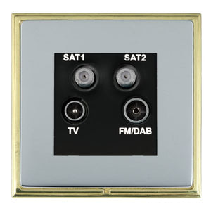 Hamilton LSXDENTPB-BSB Linea-Scala CFX Polished Brass Frame/Bright Steel Front Non-Isolated TV+FM+SAT1+SAT2 Quadplexer 2in/4out (DAB Compatible) Black Insert