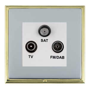 Hamilton LSXDTRIDPB-BSW Linea-Scala CFX Polished Brass Frame/Bright Steel Front Non-Isolated TV+FM+SAT Triplexer 1in/3out (DAB Compatible) White Insert