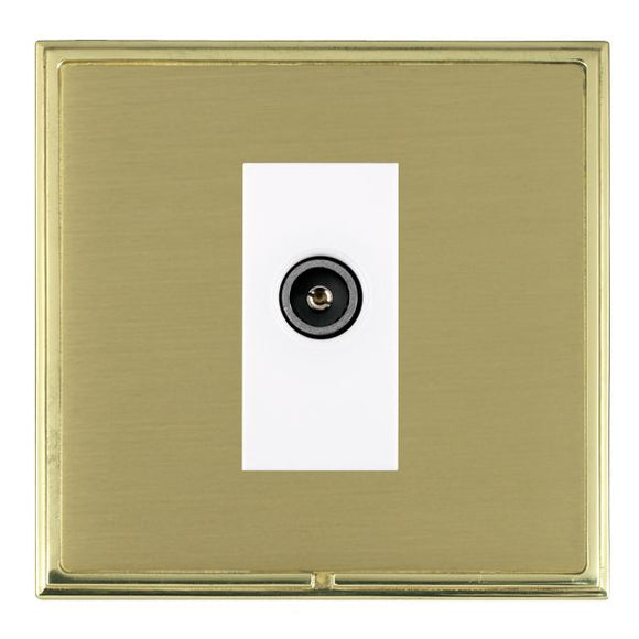 Hamilton LSXDTVFPB-SBW Linea-Scala CFX Polished Brass Frame/Satin Brass Front 1 gang Non-Isolated TV (Female) (DAB Compatible) White Insert