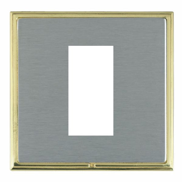 Hamilton LSXEURO1PB-SS Linea-Scala CFX EuroFix Polished Brass Frame/Satin Steel Front Single Plate complete with 1 EuroFix Aperture 25x50mm and Grid Insert