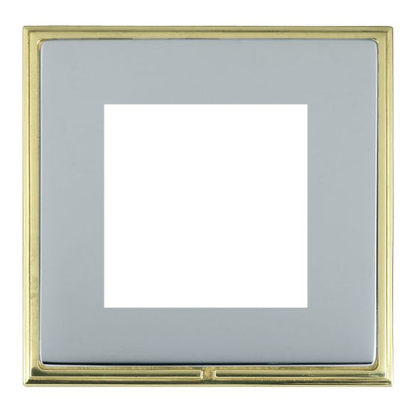 Hamilton LSXEURO2PB-BS Linea-Scala CFX EuroFix Polished Brass Frame/Bright Steel Front Single Plate complete with 2 EuroFix Apertures 50x50mm and Grid Insert