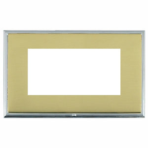 Hamilton LSXEURO4BC-PB Linea-Scala CFX EuroFix Bright Chrome Frame/Polished Brass Front Double Plate complete with 4 EuroFix Apertures 100x50mm and Grid Insert