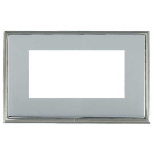 Hamilton LSXEURO4SN-BS Linea-Scala CFX EuroFix Satin Nickel Frame/Bright Steel Front Double Plate complete with 4 EuroFix Apertures 100x50mm and Grid Insert