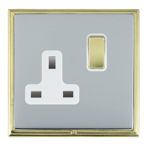 Hamilton LSXSS1PB-BSW Linea-Scala CFX Polished Brass Frame/Bright Steel Front 1 gang 13A Double Pole Switched Socket Polished Brass/White Insert