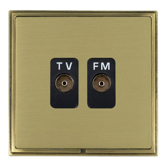 Hamilton LSXTVFMAB-SBB Linea-Scala CFX Antique Brass Frame/Satin Brass Front Isolated TV/FM Diplexer 1in/2out Black Insert