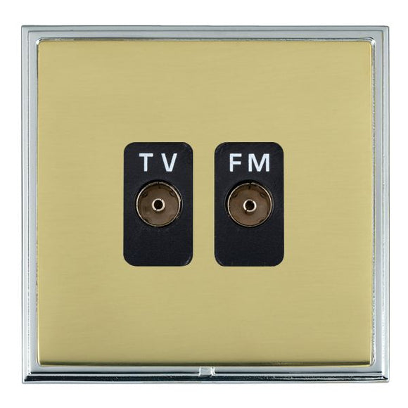 Hamilton LSXTVFMBC-PBB Linea-Scala CFX Bright Chrome Frame/Polished Brass Front Isolated TV/FM Diplexer 1in/2out Black Insert