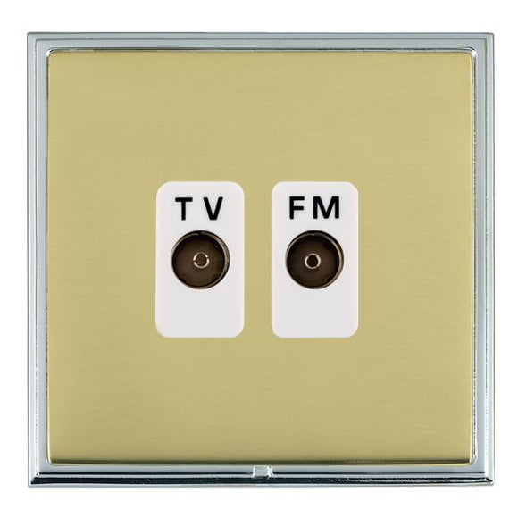 Hamilton LSXTVFMBC-PBW Linea-Scala CFX Bright Chrome Frame/Polished Brass Front Isolated TV/FM Diplexer 1in/2out White Insert