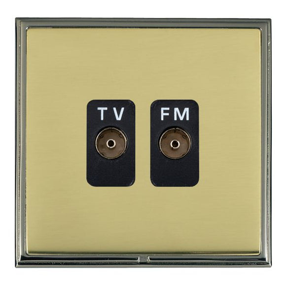 Hamilton LSXTVFMBK-PBB Linea-Scala CFX Black Nickel Frame/Polished Brass Front Isolated TV/FM Diplexer 1in/2out Black Insert