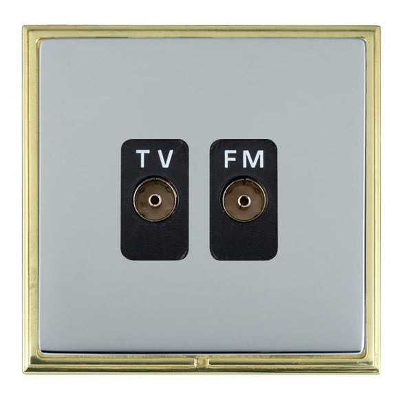 Hamilton LSXTVFMPB-BSB Linea-Scala CFX Polished Brass Frame/Bright Steel Front Isolated TV/FM Diplexer 1in/2out Black Insert