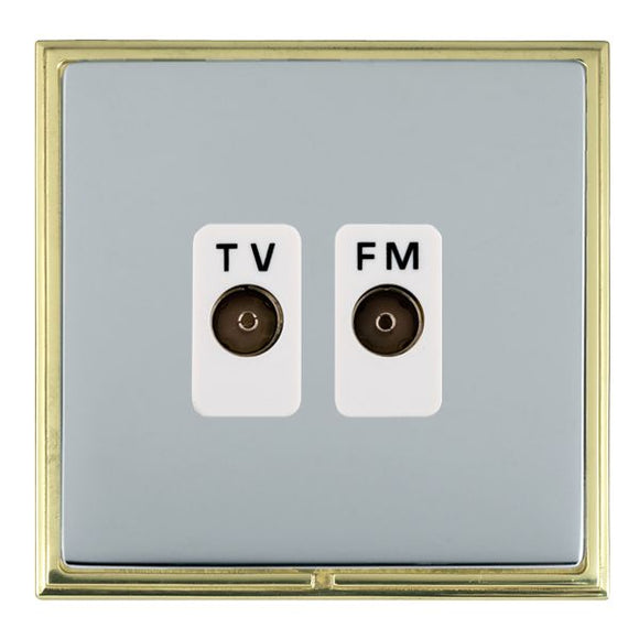 Hamilton LSXTVFMPB-BSW Linea-Scala CFX Polished Brass Frame/Bright Steel Front Isolated TV/FM Diplexer 1in/2out White Insert