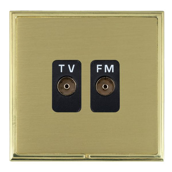 Hamilton LSXTVFMPB-SBB Linea-Scala CFX Polished Brass Frame/Satin Brass Front Isolated TV/FM Diplexer 1in/2out Black Insert